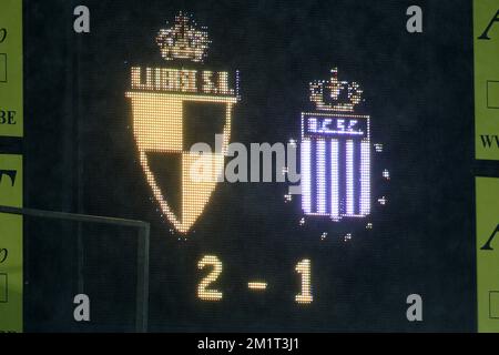 20131102 - LIER, BELGIO: L'illustrazione mostra il tabellone dopo la partita della Jupiler Pro League tra Lierse e Charleroi, a Lier, sabato 02 novembre 2013, il giorno 14 del campionato di calcio belga. FOTO DI BELGA YORICK JANSENS Foto Stock