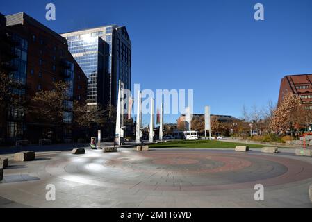 Rings Fountain, Rose Kennedy Greenway, Boston, Massachusetts, Stati Uniti Foto Stock