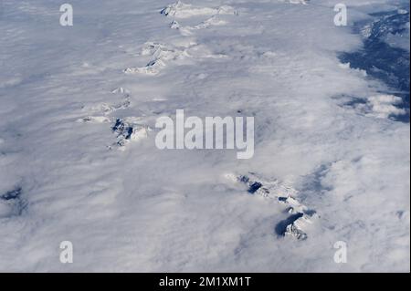 20150222 - FRANCIA: Vista aerea sulle Alpi francesi da un aereo durante l'inverno Foto Stock