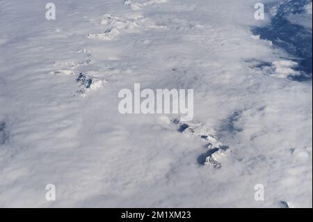 20150222 - FRANCIA: Vista aerea sulle Alpi francesi da un aereo durante l'inverno Foto Stock