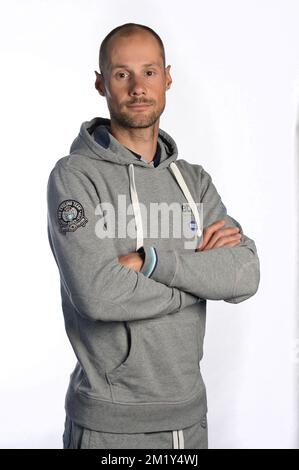 20150526 - BORNEM, BELGIO: Belga Tom Boonen del team Ettix - Quick-Step si pone per il fotografo alla presentazione delle squadre per la gara ciclistica Belgium Tour di Baloise, martedì 26 maggio 2015 a Bornem. FOTO DI BELGA DAVID STOCKMAN Foto Stock