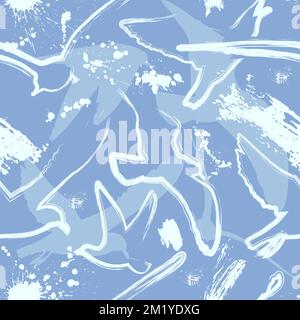 Gabbiani che volano nel cielo, pattern vettoriale senza cuciture. Illustrazione Vettoriale