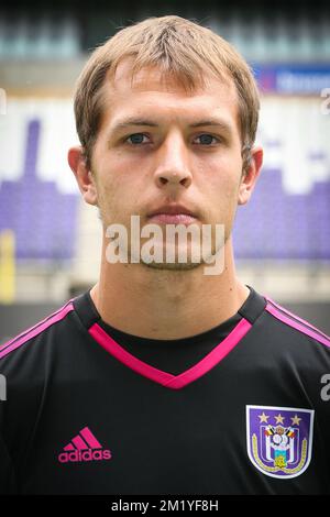 Davy Roef, portiere di Anderlecht, ha illustrato durante la fotografia della stagione 2015-2016 della squadra di calcio belga RSC Anderlecht, martedì 14 luglio 2015 a Bruxelles. Foto Stock