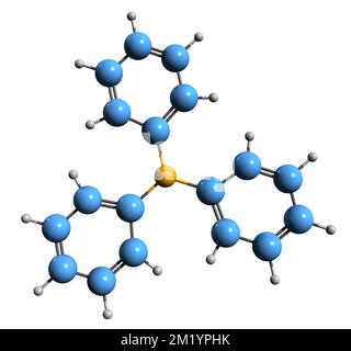 3D immagine della formula scheletrica della trifenilammina - struttura chimica molecolare della difenilbenzenammina isolata su sfondo bianco Foto Stock