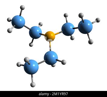 3D immagine della formula scheletrica della trietilammina - struttura chimica molecolare DEL TEA isolato su sfondo bianco Foto Stock