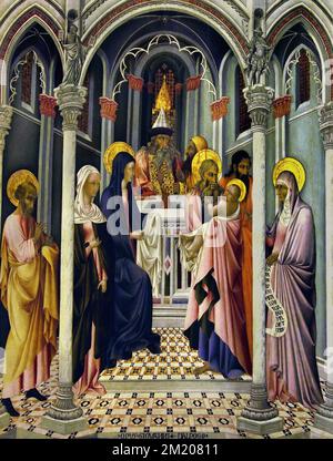 Presentazione di Gesù nel tempio, dall'Ospedale di S. Maria della Scala, di Giovanni di Paolo 1403-1482, Arte cristiana, Italia, Italiano. Dettaglio , Foto Stock