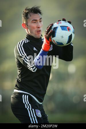 20160107 - LA MANGA, SPAGNA: Silvio Proto, portiere di Anderlecht, nella foto durante il terzo giorno del campo di allenamento invernale della squadra di calcio belga di prima divisione RSC Anderlecht, a la Manga, Spagna, giovedì 07 gennaio 2016. BELGA PHOTO VIRGINIE LEFOUR Foto Stock