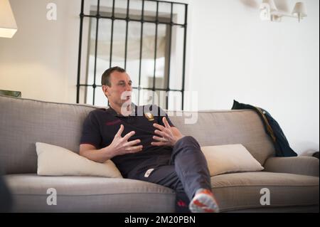 20160107 - ALHAURIN EL GRANDE, SPAGNA: Il consulente sportivo di Standard, Axel Lawaree, parla alla stampa il quinto giorno del campo di allenamento invernale della squadra belga di calcio di prima divisione Standard de Liege, ad Alhaurin El Grande, Spagna, giovedì 07 gennaio 2016. FOTO DI BELGA NICOLAS LAMBERT Foto Stock