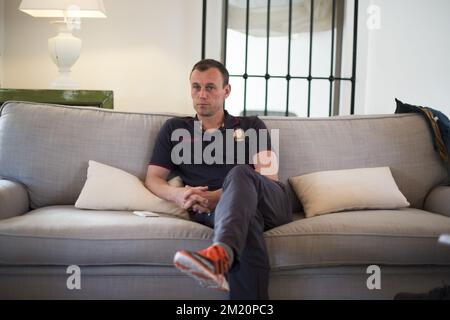 20160107 - ALHAURIN EL GRANDE, SPAGNA: Il consulente sportivo di Standard, Axel Lawaree, parla alla stampa il quinto giorno del campo di allenamento invernale della squadra belga di calcio di prima divisione Standard de Liege, ad Alhaurin El Grande, Spagna, giovedì 07 gennaio 2016. FOTO DI BELGA NICOLAS LAMBERT Foto Stock