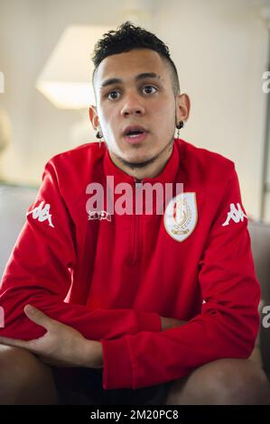 20160107 - ALHAURIN EL GRANDE, SPAGNA: Il nuovo giocatore di Standard Edmilson Junior parla alla stampa il quinto giorno del campo di allenamento invernale della squadra di calcio belga di prima divisione Standard de Liege, ad Alhaurin El Grande, Spagna, giovedì 07 gennaio 2016. FOTO DI BELGA NICOLAS LAMBERT Foto Stock