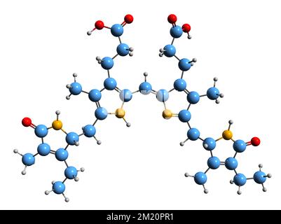 3D immagine di Phycourobilin formula scheletrica - struttura chimica molecolare del pigmento vegetale isolato su sfondo bianco Foto Stock