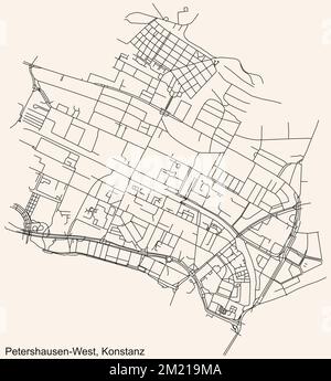 Mappa delle strade del QUARTIERE PETERSHAUSEN-WEST, COSTANZA Illustrazione Vettoriale