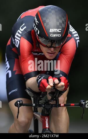 Il belga ben Hermans del BMC Racing Team ha illustrato in azione durante la gara individuale maschile dei campionati belgi, a Postel, mol, giovedì 23 giugno 2016. Foto Stock