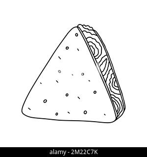 Quesadillas in stile doodle disegnato a mano. Fast food messicano tradizionale. Illustrazioni vettoriali su sfondo bianco Illustrazione Vettoriale