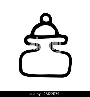 Barattolo per spezie. Contenitore con coperchio su sfondo bianco. Utensili da cucina intimi disegnati a mano, piatti per cibo, cucina. Caffè, organizzazione Illustrazione Vettoriale