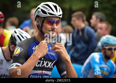 Il belga Tom Boonen del team Etixx - Quick-Step illustrato all'inizio della 4th edizione della gara ciclistica 'Brussels Cycling Classic', a 199,3 km da e per Bruxelles, sabato 03 settembre 2016. Foto Stock