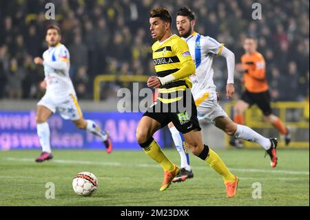 Ahmed Zizo di Lierse ha mostrato in azione durante la partita di Proximus League del D1B tra Lierse SK e Union SG, a Lier, venerdì 11 novembre 2016, il giorno 15 del campionato di calcio belga, divisione 1B. BELGA FOTO LUC CLAESSEN Foto Stock