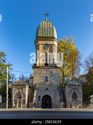 Una foto del campanile della Chiesa di San Spiridione. Foto Stock