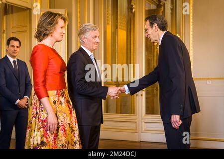 EHAB Mohamed Mostafa Fawzy, ambasciatore d'Egitto raffigurato durante un ricevimento di Capodanno organizzato dalla Famiglia reale per i capi delle missioni diplomatiche in Belgio, presso il Palazzo reale di Bruxelles, giovedì 12 gennaio 2017. FOTO DI BELGA JAMES ARTHUR GEKIERE Foto Stock