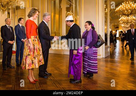 Paw Lwin Sein, ambasciatore del Myanmar nella foto durante un ricevimento di Capodanno organizzato dalla Famiglia reale per i capi delle missioni diplomatiche in Belgio, presso il Palazzo reale di Bruxelles, giovedì 12 gennaio 2017. FOTO DI BELGA JAMES ARTHUR GEKIERE Foto Stock