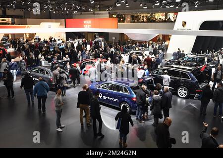 L'immagine mostra la 95th° edizione del Salone europeo dell'automobile Bruxelles, al Brussels Expo, martedì 17 gennaio 2017, a Bruxelles. FOTO DI BELGA ERIC LALMAND Foto Stock