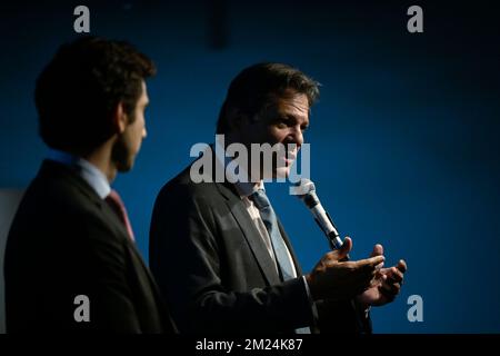 Brasilia, Brasile. 13th Dec, 2022. DF - Brasilia - 12/13/2022 - BRASILIA, FERNANDO HADDAD COLLECTIVE - il futuro Ministro delle Finanze, Fernando Haddad, nel corso di una conferenza stampa tenutasi martedì 13th dicembre. Foto: Mateus Bonomi/AGIF/Sipa USA Credit: Sipa USA/Alamy Live News Foto Stock