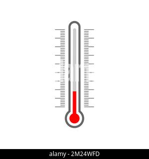 Termometro meteorologico silhouette di tubo in vetro e scala di gradi Celsius e Fahrenheit. Misurazione della temperatura, apparecchio di climatizzazione isolato su sfondo bianco. Illustrazione piatta vettoriale Illustrazione Vettoriale