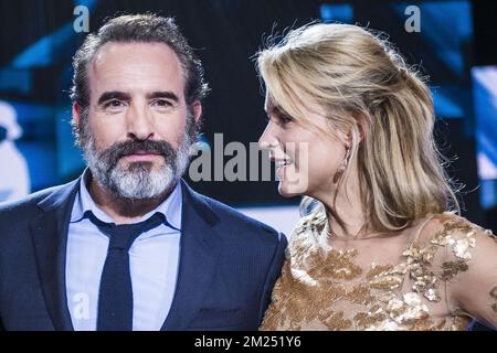 L'attore Jean Dujardin e l'attrice Virginie Efira hanno partecipato alla 7th edizione della cerimonia di premiazione Magritte du Cinema, sabato 04 febbraio 2017, a Bruxelles. I premi sono premiati ai film dei produttori belgi di lingua francese. FOTO DI BELGA LAURIE DIEFFEMBACQ Foto Stock