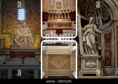 Gli splendidi interni della Basilica di San Pietro a Roma la chiesa più grande del mondo costruita sul luogo dove si pensa che San Pietro sia stato sepolto Foto Stock