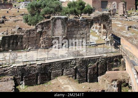 Il foro romano, che rappresentava il centro politico, giuridico, religioso ed economico della città di Roma, è il luogo più importante dell'antica città Foto Stock