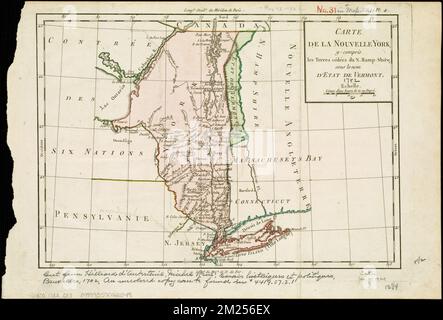 Carte de la Nouvelle York, y-compris les terres cédées du N. Hamp-Shire, sous le nom d'etat de Vermont , Stato di New York, Mappe, prime opere del 1800, Vermont, Mappe, prime opere del 1800 Norman B. Leventhal Map Center Collection Foto Stock