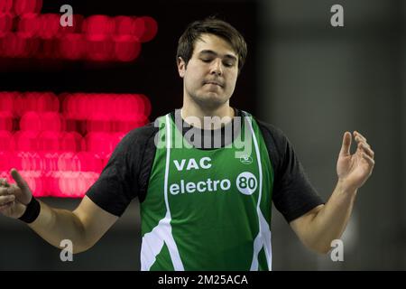 Philip Milanov, belga, ritratto durante i campionati belgi di atletica indoor, sabato 18 febbraio 2017, a Topsporthal Vlaanderen a Gent. FOTO DI BELGA JASPER JACOBS Foto Stock