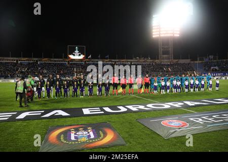 L'immagine mostra un gioco tra la squadra russa FC Zenit e la squadra di calcio belga RSC Anderlecht, tappa di ritorno delle 1/16 finali del concorso Europa League, giovedì 23 febbraio 2017, a San Pietroburgo, Russia. Anderlecht ha vinto 2-0 la prima tappa. BELGA PHOTO VIRGINIE LEFOUR Foto Stock