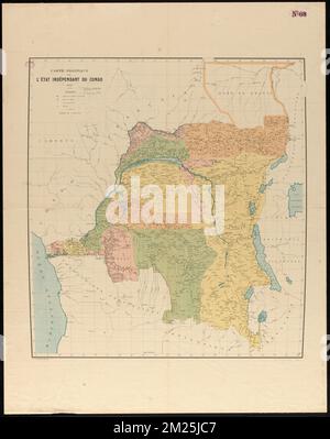 Carte politique de l'État Indépendant du Congo , Congo Repubblica Democratica, divisioni amministrative e politiche, carte geografiche Norman B. Leventhal Map Center Collection Foto Stock