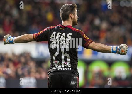 Il portiere di Mechelen, Colin Coosemans, festeggia dopo aver vinto la partita della Jupiler Pro League tra KV Mechelen e RSC Anderlecht, a Mechelen, sabato 04 marzo 2017, il giorno 29 del campionato di calcio belga. FOTO DI BELGA LAURIE DIEFFEMBACQ Foto Stock