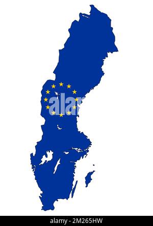 Mappa della Svezia con bandiera dell'Unione europea (UE) Foto Stock