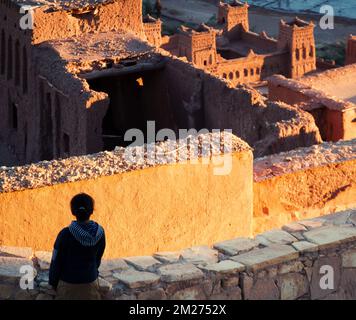 Kasbah Ait Ben Haddou nell'Atlante del Marocco. Del Patrimonio mondiale UNESCO dal 1987. Molti film sono stati girati qui Foto Stock