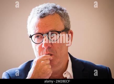 Yvan Mayeur ha illustrato nel corso di una sessione della commissione parlamentare d'inchiesta della Regione di Bruxelles sul Samusocial, a Bruxelles, mercoledì 19 luglio 2017. BELGA FOTO BENOIT DOPPAGNE Foto Stock