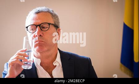 Yvan Mayeur ha illustrato nel corso di una sessione della commissione parlamentare d'inchiesta della Regione di Bruxelles sul Samusocial, a Bruxelles, mercoledì 19 luglio 2017. BELGA FOTO BENOIT DOPPAGNE Foto Stock