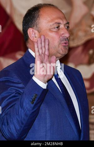 Newly appointed Walloon Minister President Willy Borsus pictured during the oath ceremony of the new Walloon Minister President at the Royal Palace, Friday 28 July 2017, in Brussels. BELGA PHOTO LAURIE DIEFFEMBACQ Stock Photo