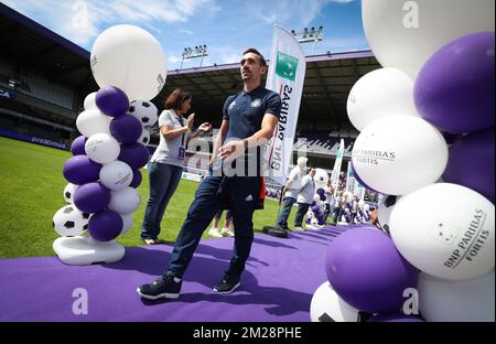 Sven Kums di Anderlecht, nella foto della Fan Day della squadra di calcio RSC Anderlecht, domenica 30 luglio 2017 ad Anderlecht, Bruxelles. BELGA PHOTO VIRGINIE LEFOUR Foto Stock