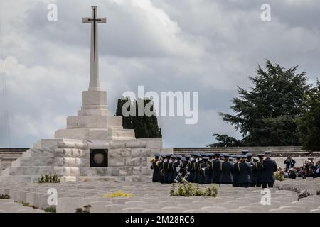 L'immagine mostra le commemorazioni al Tyne Cot Commonwealth War Graves Cemetery parte della commemorazione per il centario di Passchendaele, la terza battaglia di Ypres il 30th e 31st luglio 2017, lunedì 31 luglio 2017. BELGA FOTO KURT DESPLENTER Foto Stock