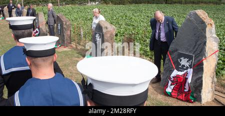 Immagine ripresa durante il Welsh National Service of Remembrance al Welsh National Memorial Park per celebrare il centenario di Passchendaele, la terza battaglia di Ypres il 30th e 31st luglio 2017, lunedì 31 luglio 2017. BELGA FOTO PISCINA BENOIT DOPPAGNE Foto Stock