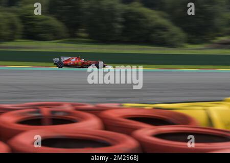 Il pilota finlandese della Ferrari, Kimi Raikkonen, ha illustrato durante le qualifiche per il Gran Premio del Belgio F1, a Spa-Francorchamps, sabato 26 agosto 2017. Il Gran Premio di Formula uno di Spa-Francorchamps si svolge questo fine settimana, dal 25th al 27th agosto. FOTO DI BELGA NICOLAS LAMBERT Foto Stock