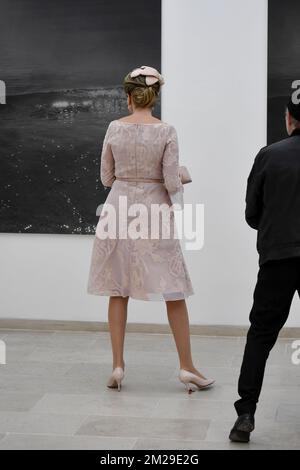 La regina Mathilde del Belgio ha illustrato in una visita di un giorno della regina belga alla 57th edizione della Biennale di Venezia, venerdì 08 settembre 2017, Venezia, Italia. FOTO DI BELGA DIRK WAEM Foto Stock