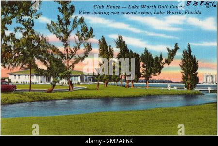 Club house- Lake Worth Golf Course, vista verso est verso l'oceano, Lake Worth, Florida, strutture sportive e ricreative, Tichnor Brothers Collection, cartoline degli Stati Uniti Foto Stock