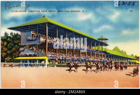 Club House, Saratoga Race Track, Saratoga Springs, N. Y., strutture sportive e ricreative, Tichnor Brothers Collection, cartoline degli Stati Uniti Foto Stock