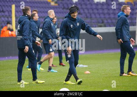 Lukasz Teodorczyk di Anderlecht, nella foto di una sessione di formazione aperta della squadra di calcio belga RSC Anderlecht, mercoledì 15 novembre 2017 a Bruxelles. FOTO DI BELGA BRUNO FAHY Foto Stock