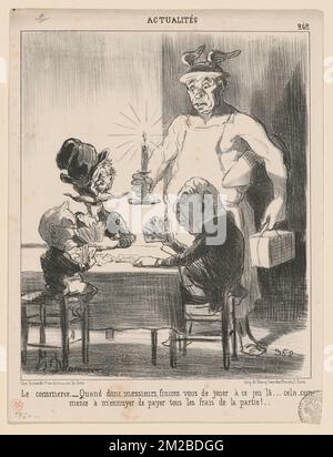 Le commerce. - Quand donc... , Politici, storici, presidenti, avvocati, Emperors, Thiers, Adolphe, 1797-1877, Berryer, Pierre-Antoine, 1790-1868, Napoleone III, Imperatore dei francesi, 1808-1873. Honoré Daumier (1808-1879). Litografie Foto Stock