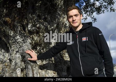 Remy Mertz belga di Lotto Soudal nella foto durante la tappa della squadra ciclistica Lotto-Soudal a Maiorca, in vista della nuova stagione ciclistica, sabato 16 dicembre 2017. FOTO DI BELGA DIRK WAEM Foto Stock